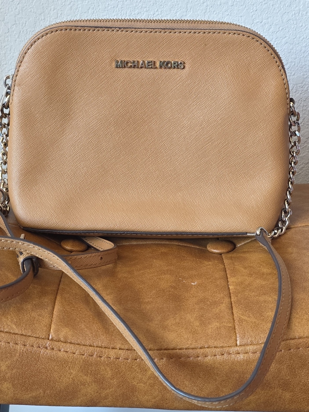 Michael Kors Women's Tan Leather Crossbody Bag